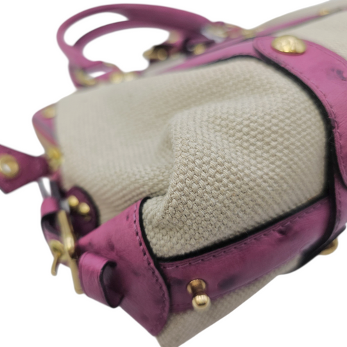 Limited Edition Sac De Nuit Toile Trianon  MM Beige Top Handle Bag in Canvas Gold hardware