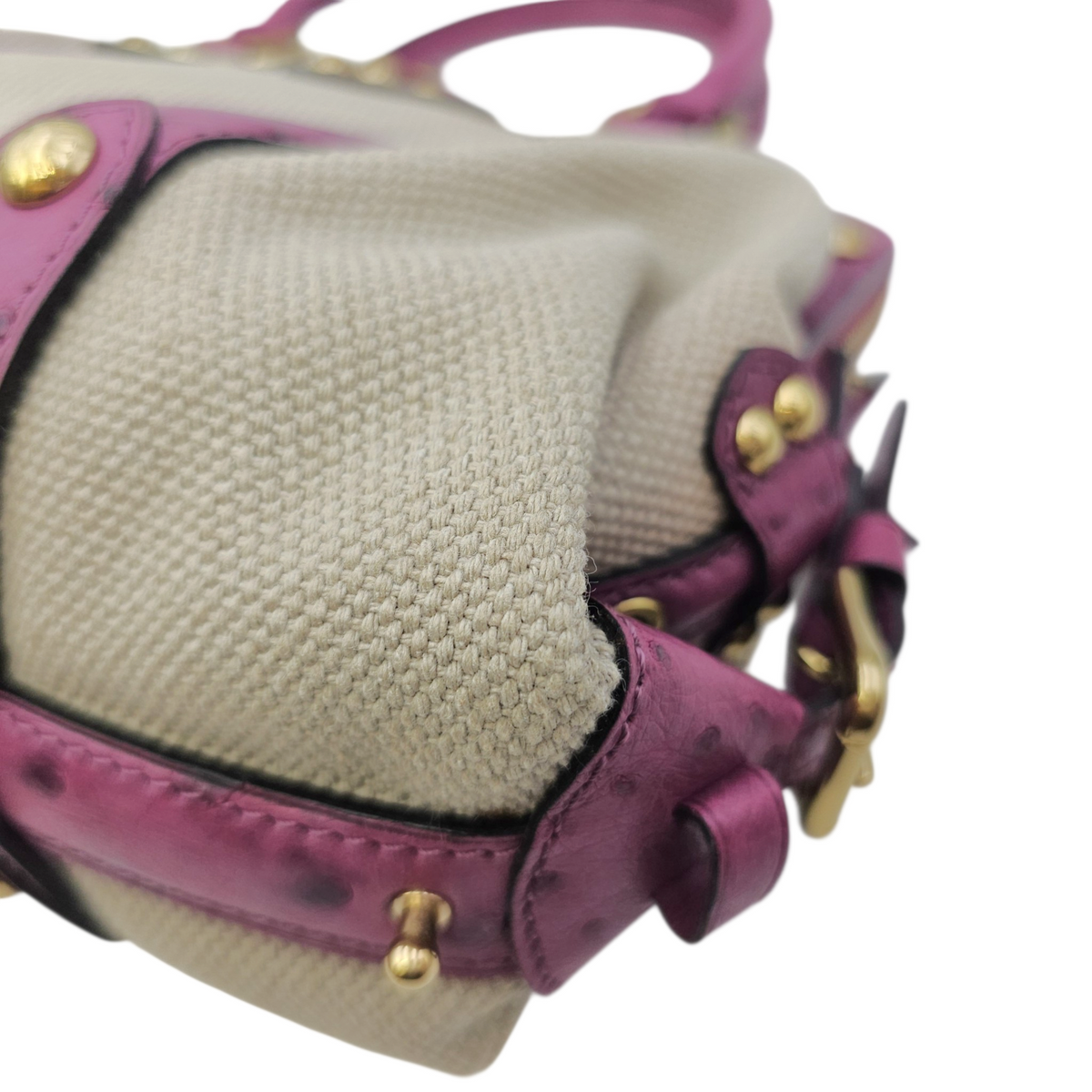 Limited Edition Sac De Nuit Toile Trianon  MM Beige Top Handle Bag in Canvas Gold hardware