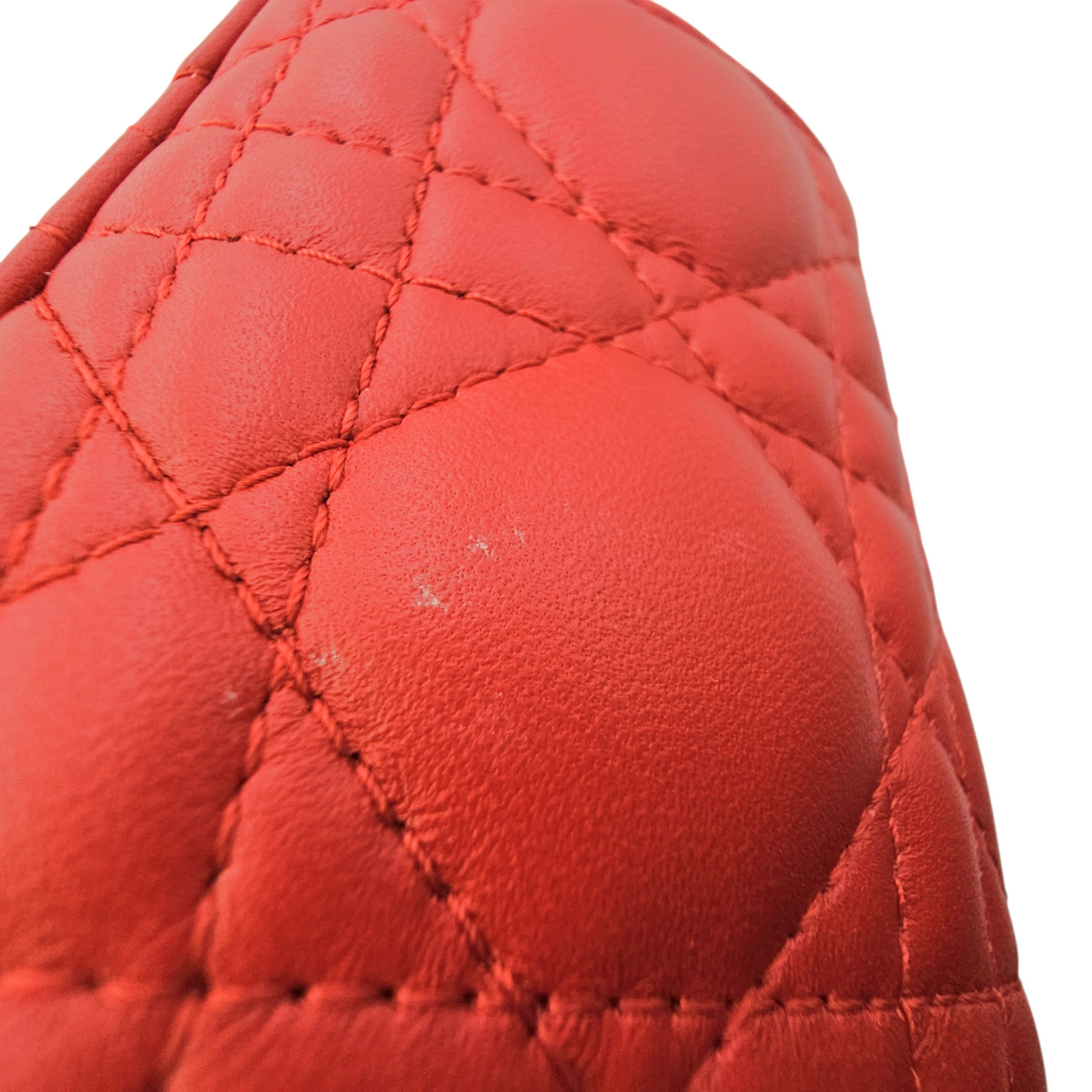 Lady Dior Red Top Handle Bag in Lambskin Light Gold hardware