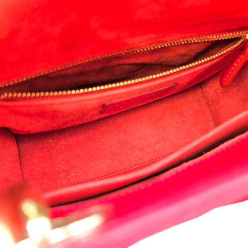 Lady Dior Red Top Handle Bag in Lambskin Light Gold hardware