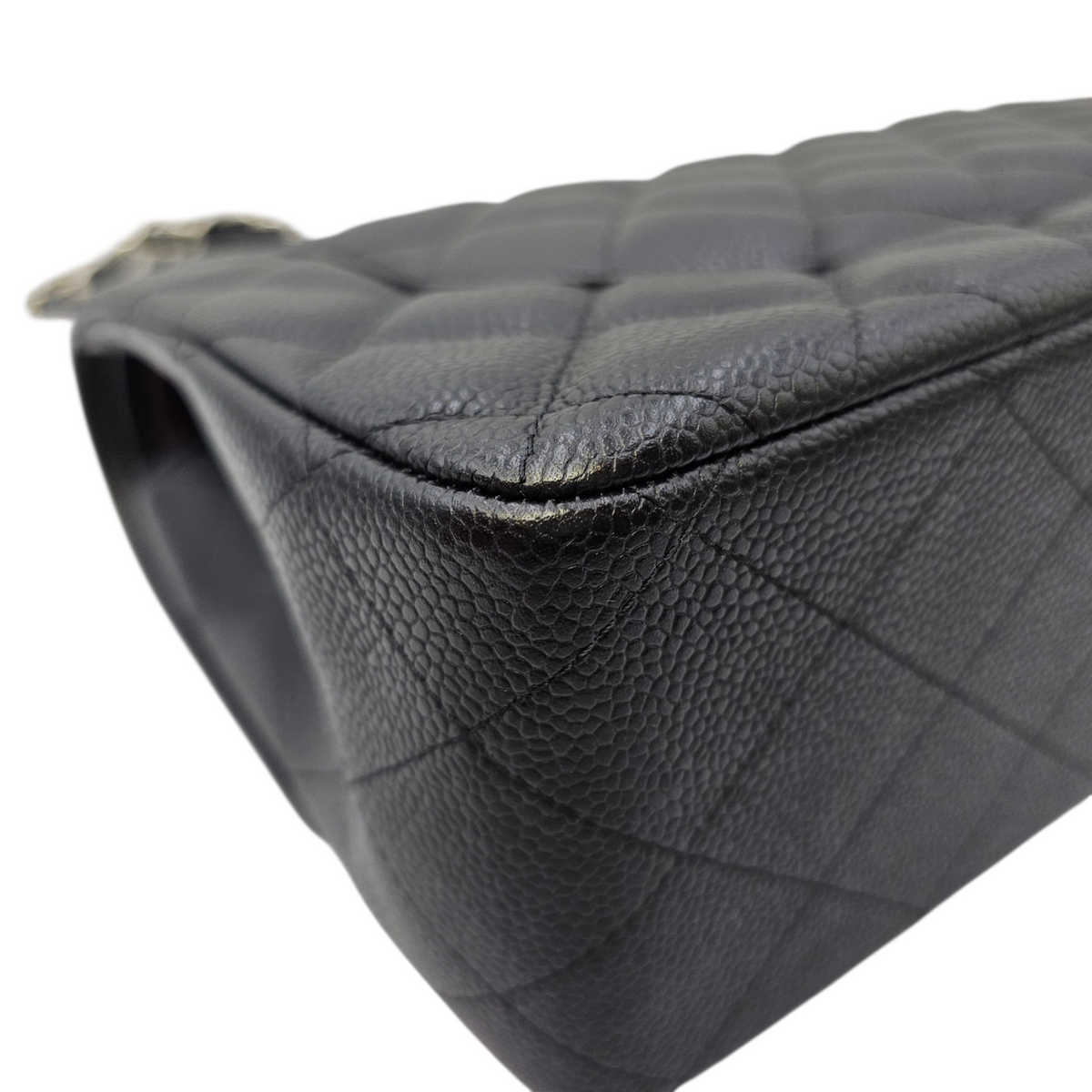 Classic (Double Flap) Jumbo Black Shoulder Bag in Caviar Leather Silver hardware