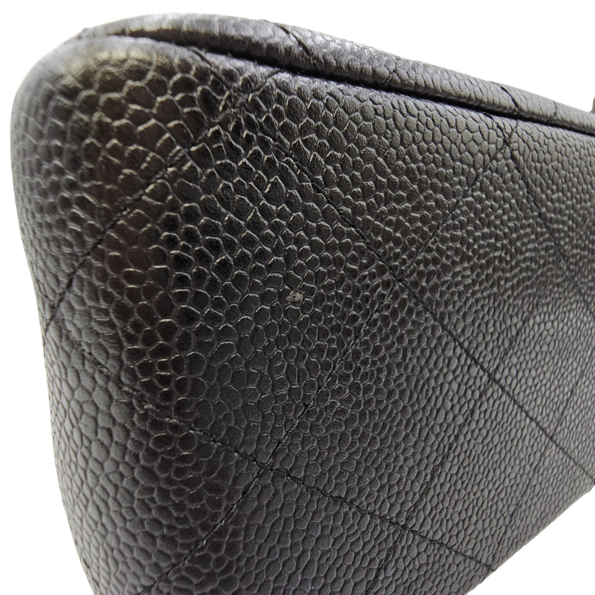 Classic (Double Flap) Jumbo Black Shoulder Bag in Caviar Leather Silver hardware
