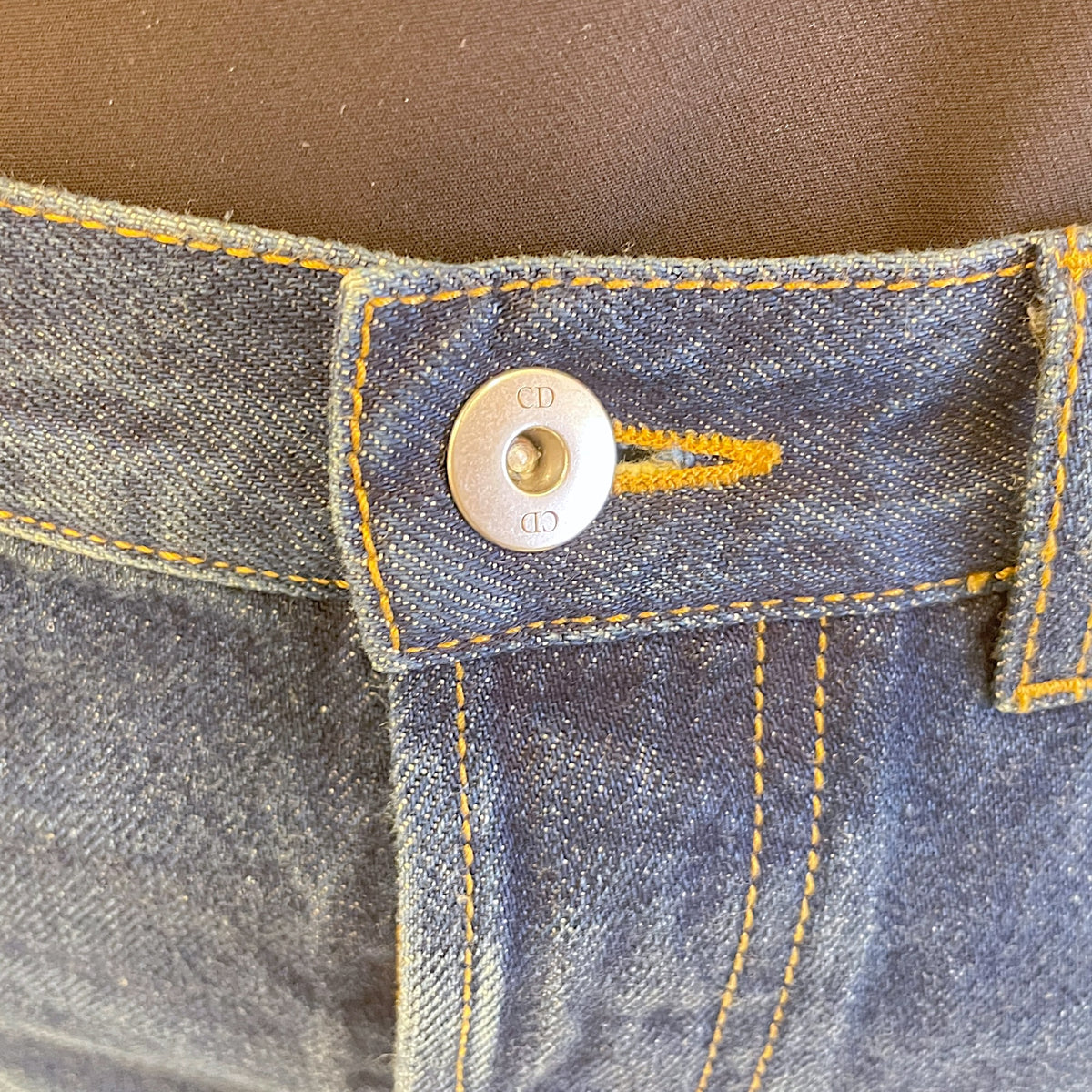 Straight Cut Denim Skirt  36 Blue Ready-To-Wear in Denim Silver hardware