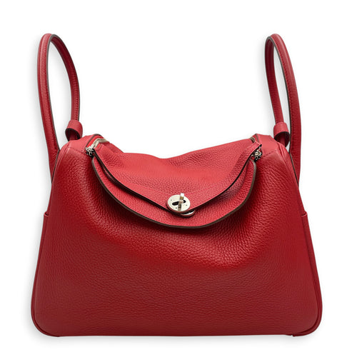 Lindy 34 Rouge Casaque in Clemence Palladium hardware