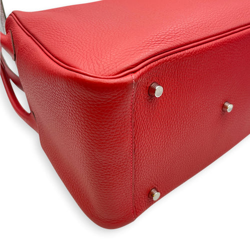Lindy 34 Rouge Casaque in Clemence Palladium hardware