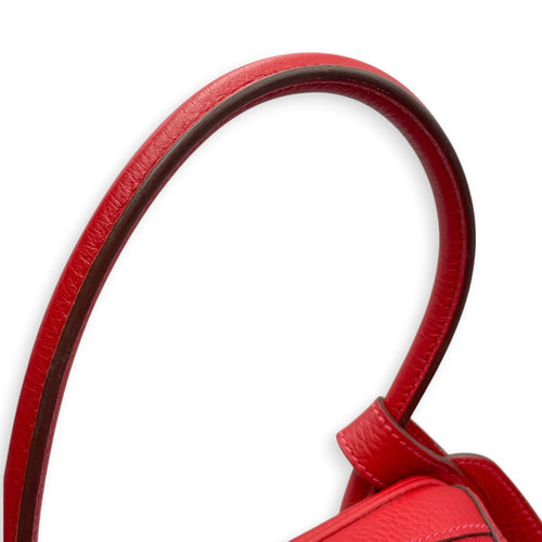 Lindy 34 Rouge Casaque in Clemence Palladium hardware