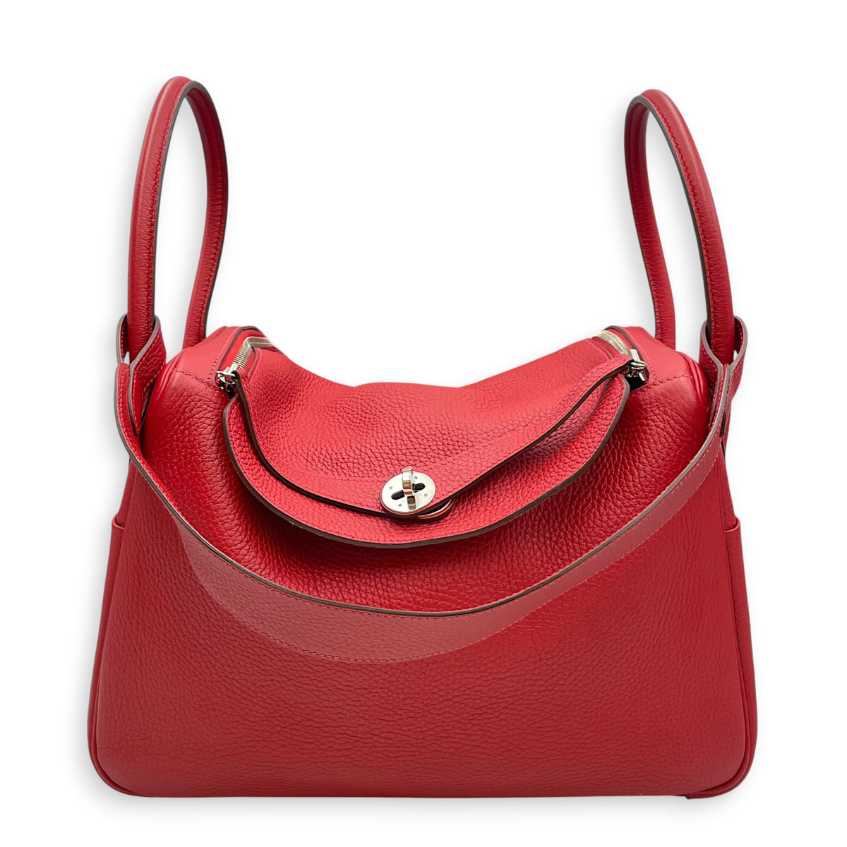 Lindy 34 Rouge Casaque in Clemence Palladium hardware