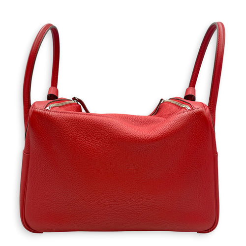 Lindy 34 Rouge Casaque in Clemence Palladium hardware