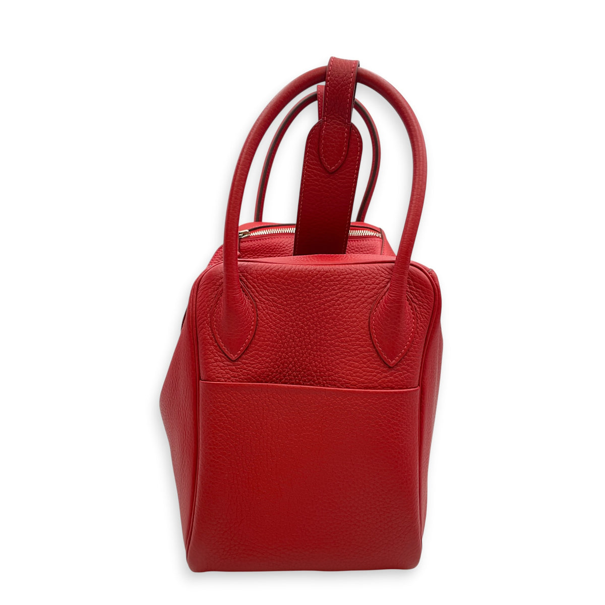 Lindy 34 Rouge Casaque in Clemence Palladium hardware