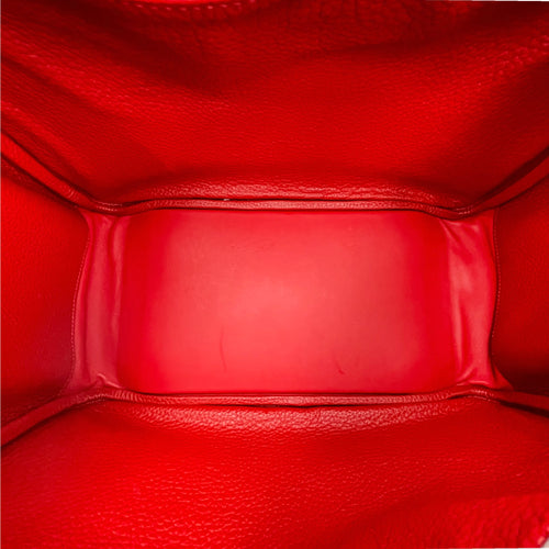 Lindy 34 Rouge Casaque in Clemence Palladium hardware