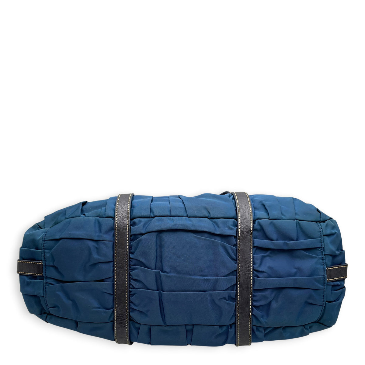 Tessuto Gaufre  Blue Top Handle Bag in Nylon Gold hardware