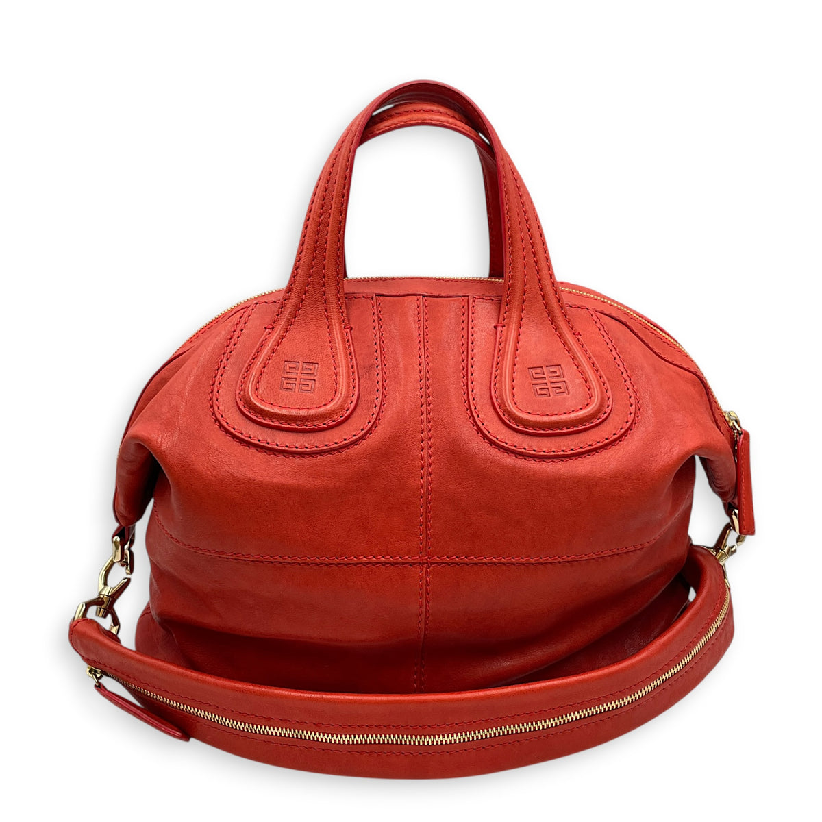 Nightingale  Orange Top Handle Bag Gold hardware