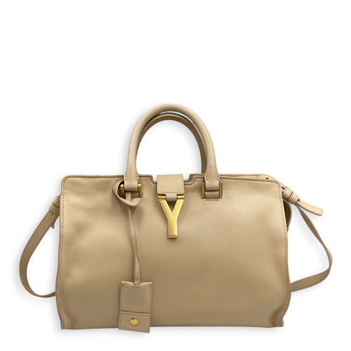 Cabas Chyc  Beige Top Handle Bag in Calfskin Gold hardware