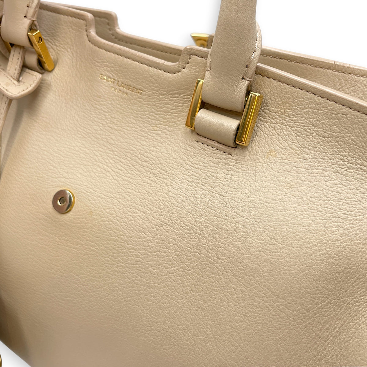 Cabas Chyc  Beige Top Handle Bag in Calfskin Gold hardware