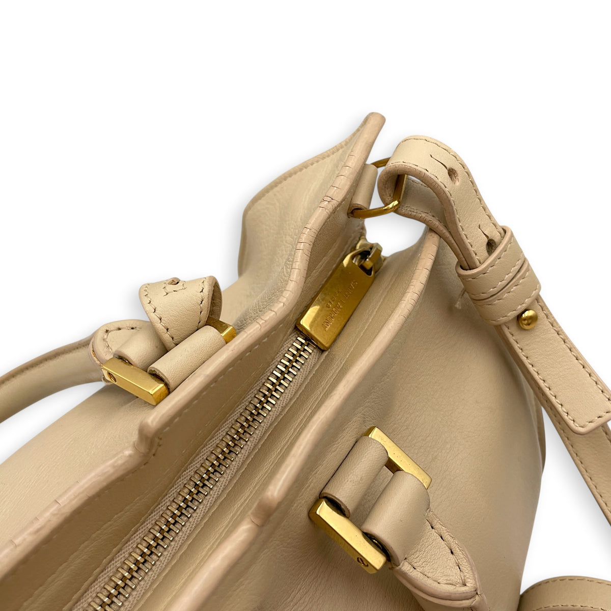 Cabas Chyc  Beige Top Handle Bag in Calfskin Gold hardware