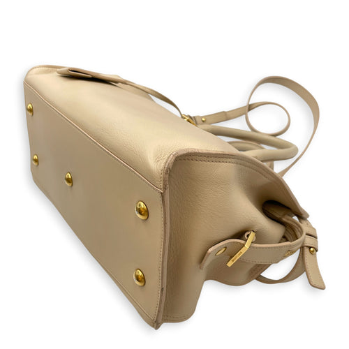 Cabas Chyc  Beige Top Handle Bag in Calfskin Gold hardware