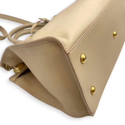 Cabas Chyc  Beige Top Handle Bag in Calfskin Gold hardware