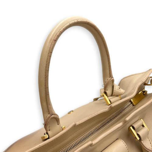 Cabas Chyc  Beige Top Handle Bag in Calfskin Gold hardware