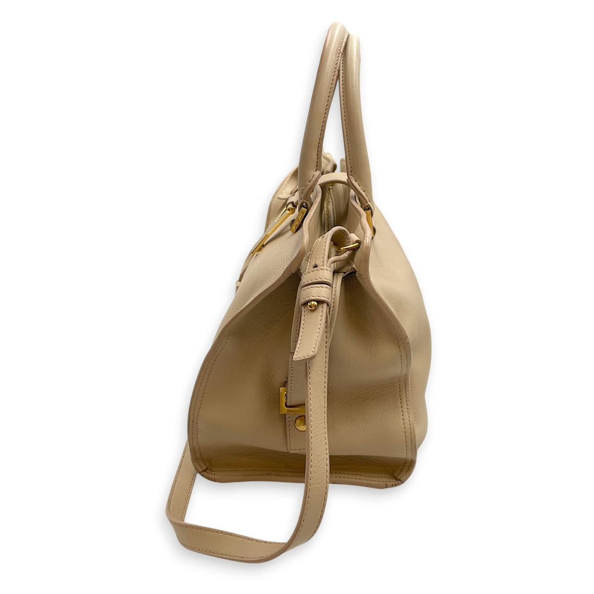 Cabas Chyc  Beige Top Handle Bag in Calfskin Gold hardware