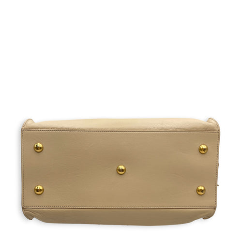 Cabas Chyc  Beige Top Handle Bag in Calfskin Gold hardware