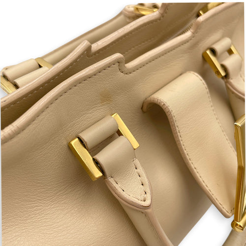 Cabas Chyc  Beige Top Handle Bag in Calfskin Gold hardware