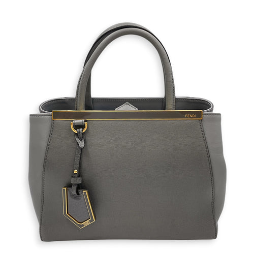 2 Jours Petite  Grey Top Handle Bag in Calfskin Gold hardware