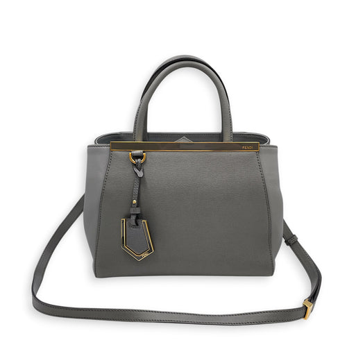2 Jours Petite  Grey Top Handle Bag in Calfskin Gold hardware