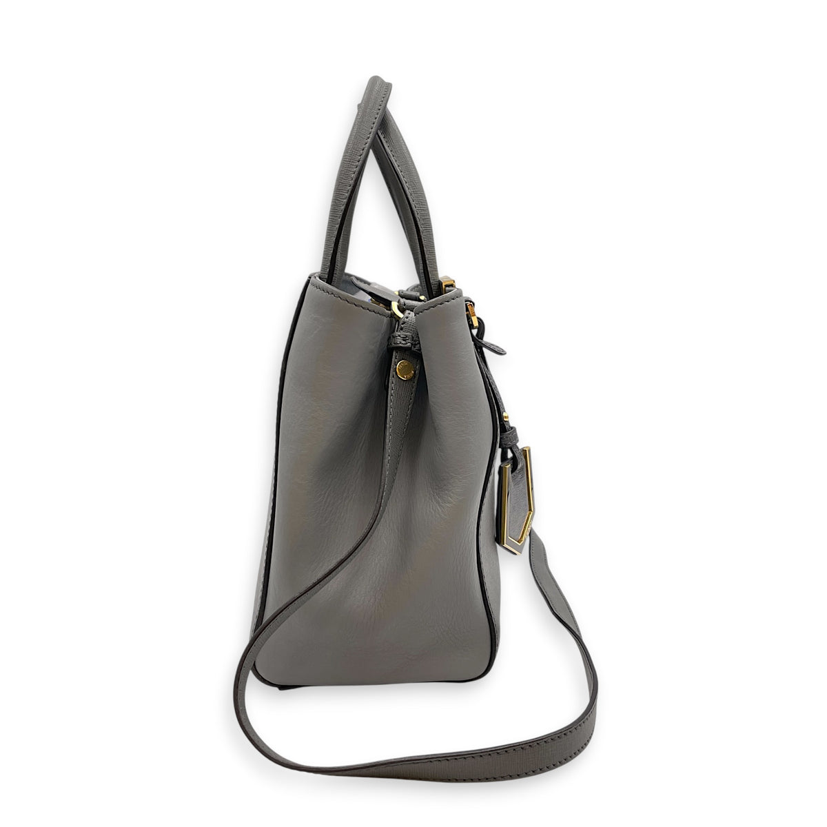 2 Jours Petite  Grey Top Handle Bag in Calfskin Gold hardware