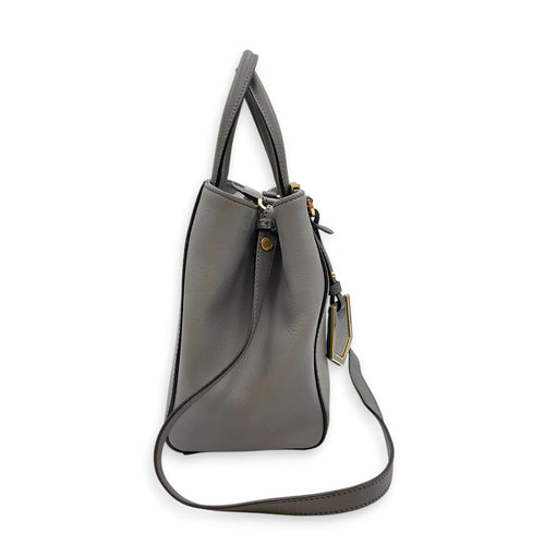 2 Jours Petite  Grey Top Handle Bag in Calfskin Gold hardware