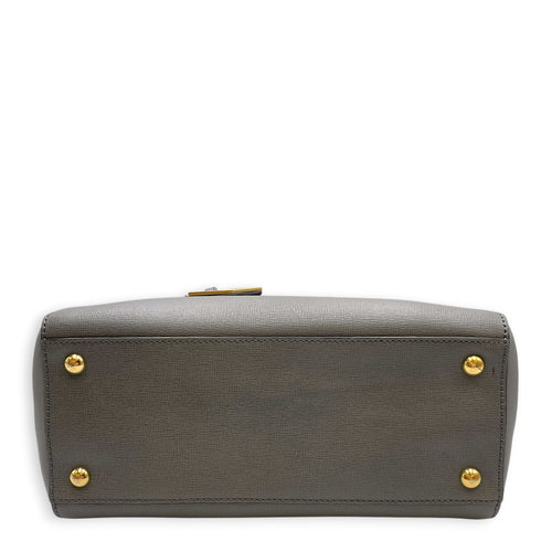 2 Jours Petite  Grey Top Handle Bag in Calfskin Gold hardware