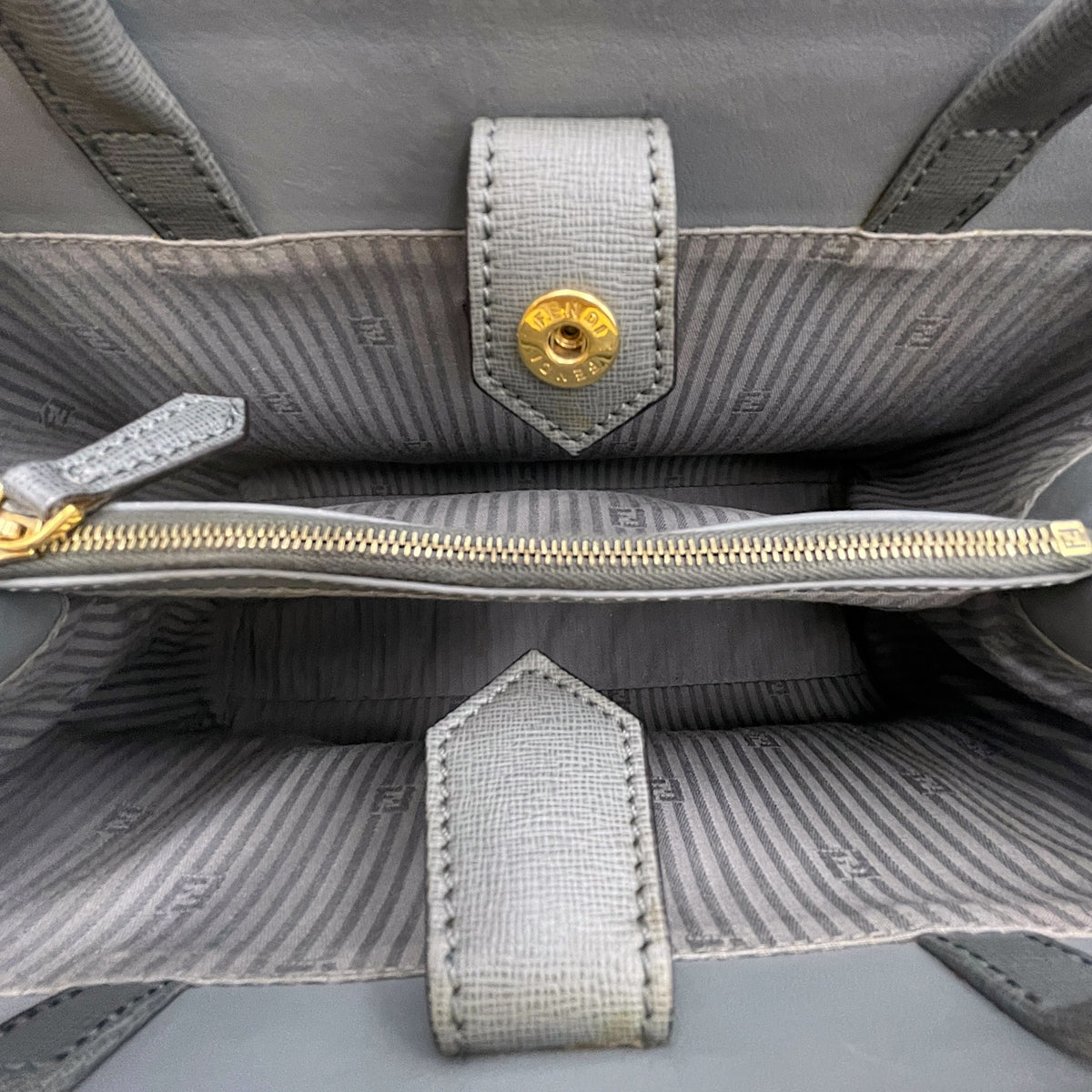 2 Jours Petite  Grey Top Handle Bag in Calfskin Gold hardware