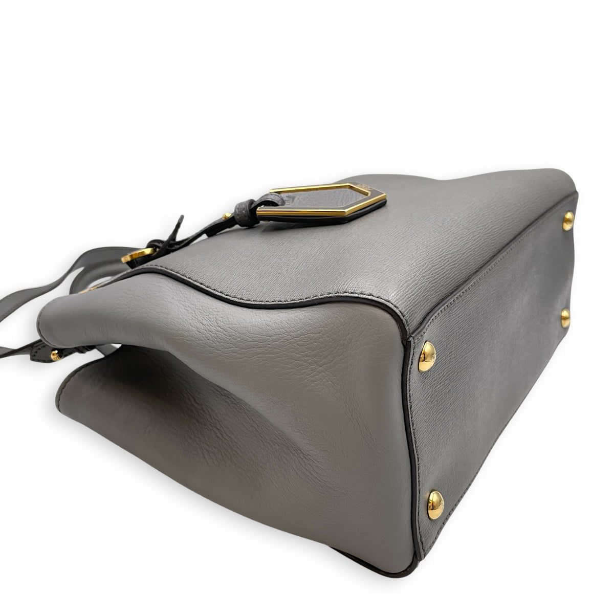 2 Jours Petite  Grey Top Handle Bag in Calfskin Gold hardware