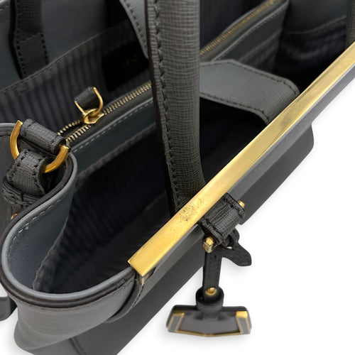 2 Jours Petite  Grey Top Handle Bag in Calfskin Gold hardware