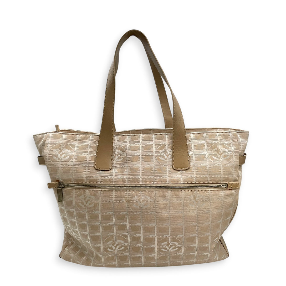 Travel Line  43 Beige Tote Bag in Jacquard Silver hardware