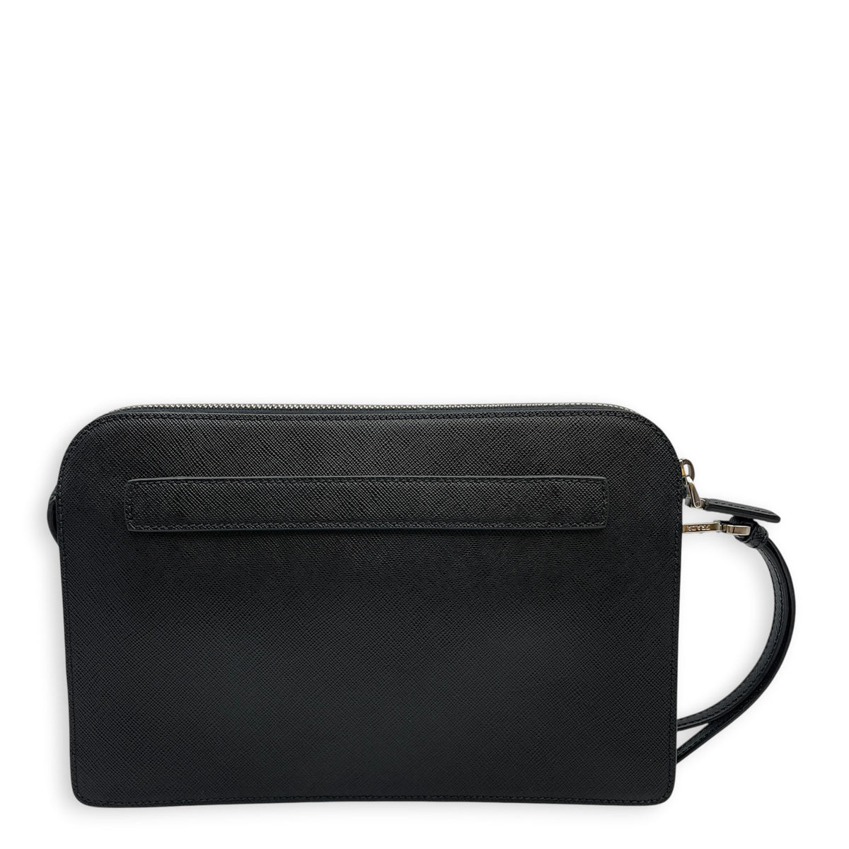 Porter Pouch  Black Clutch in Saffiano Leather Silver hardware