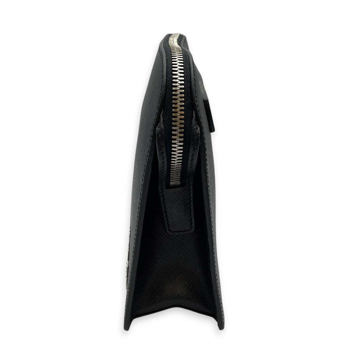 Porter Pouch  Black Clutch in Saffiano Leather Silver hardware
