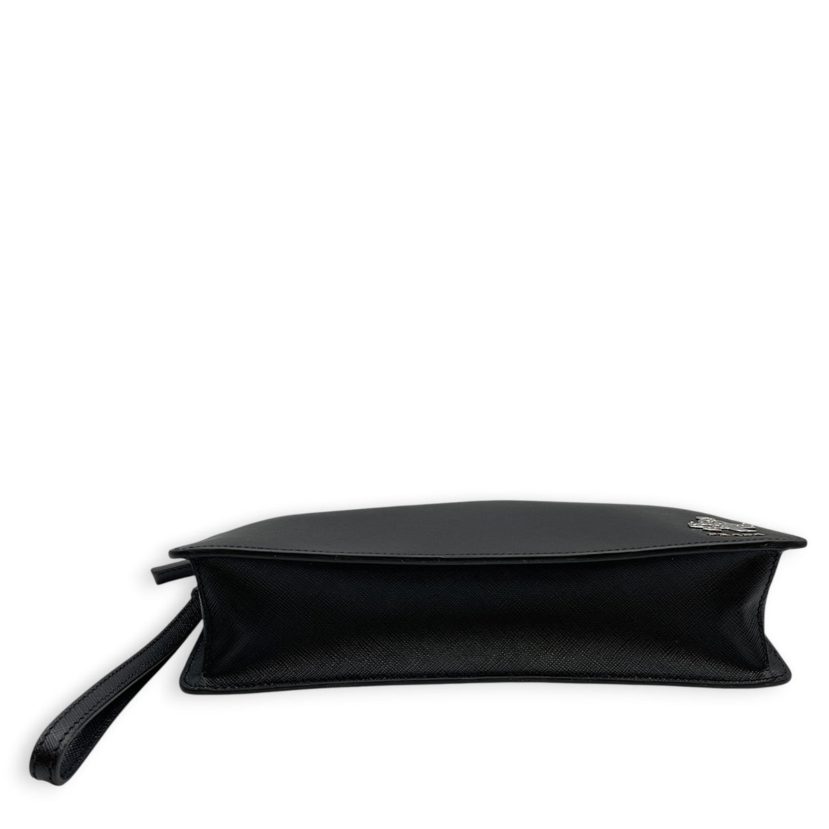 Porter Pouch  Black Clutch in Saffiano Leather Silver hardware