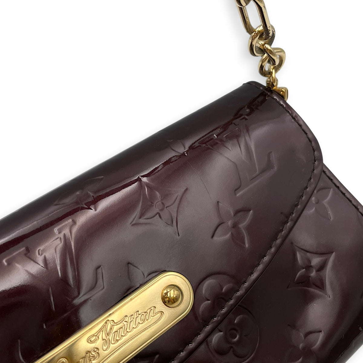 Amarante Sunset Monogram Boulevard  Amarante Clutch in Monogram Vernis Leather Gold hardware