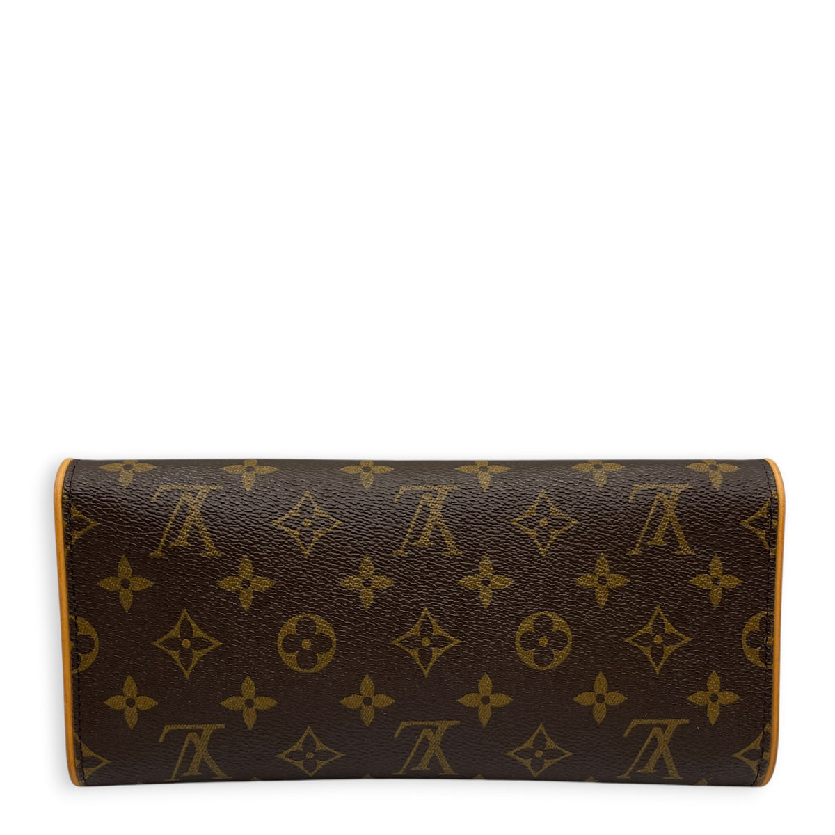 Pochette Brown Crossbody Bag in Monogram Coated Canvas Gold hardware
