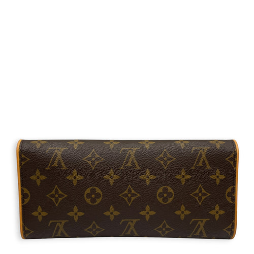 Pochette Brown Crossbody Bag in Monogram Coated Canvas Gold hardware