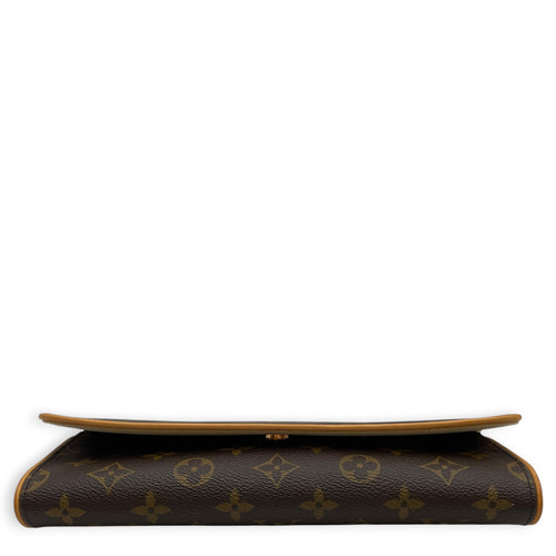 Pochette Brown Crossbody Bag in Monogram Coated Canvas Gold hardware