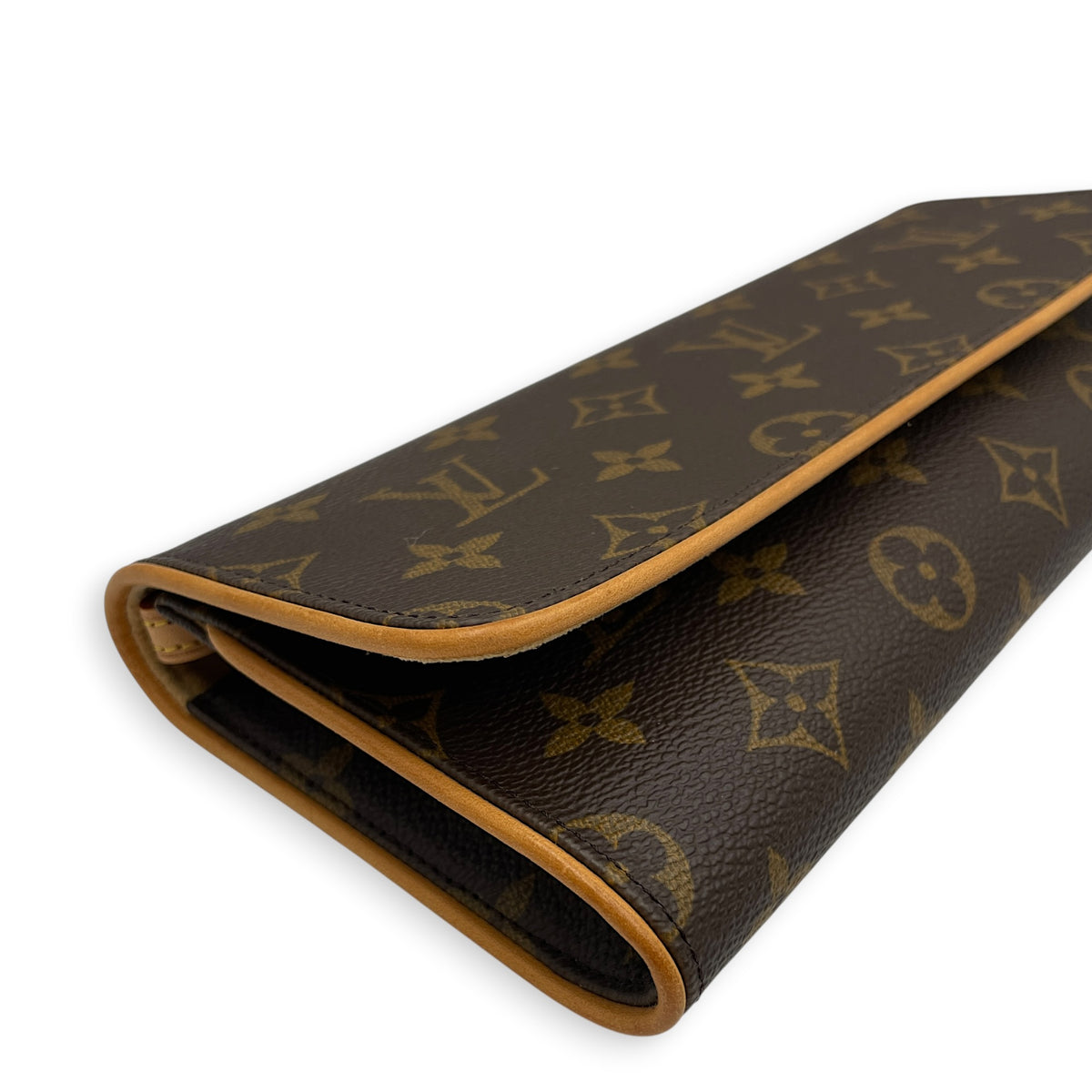 Pochette Brown Crossbody Bag in Monogram Coated Canvas Gold hardware