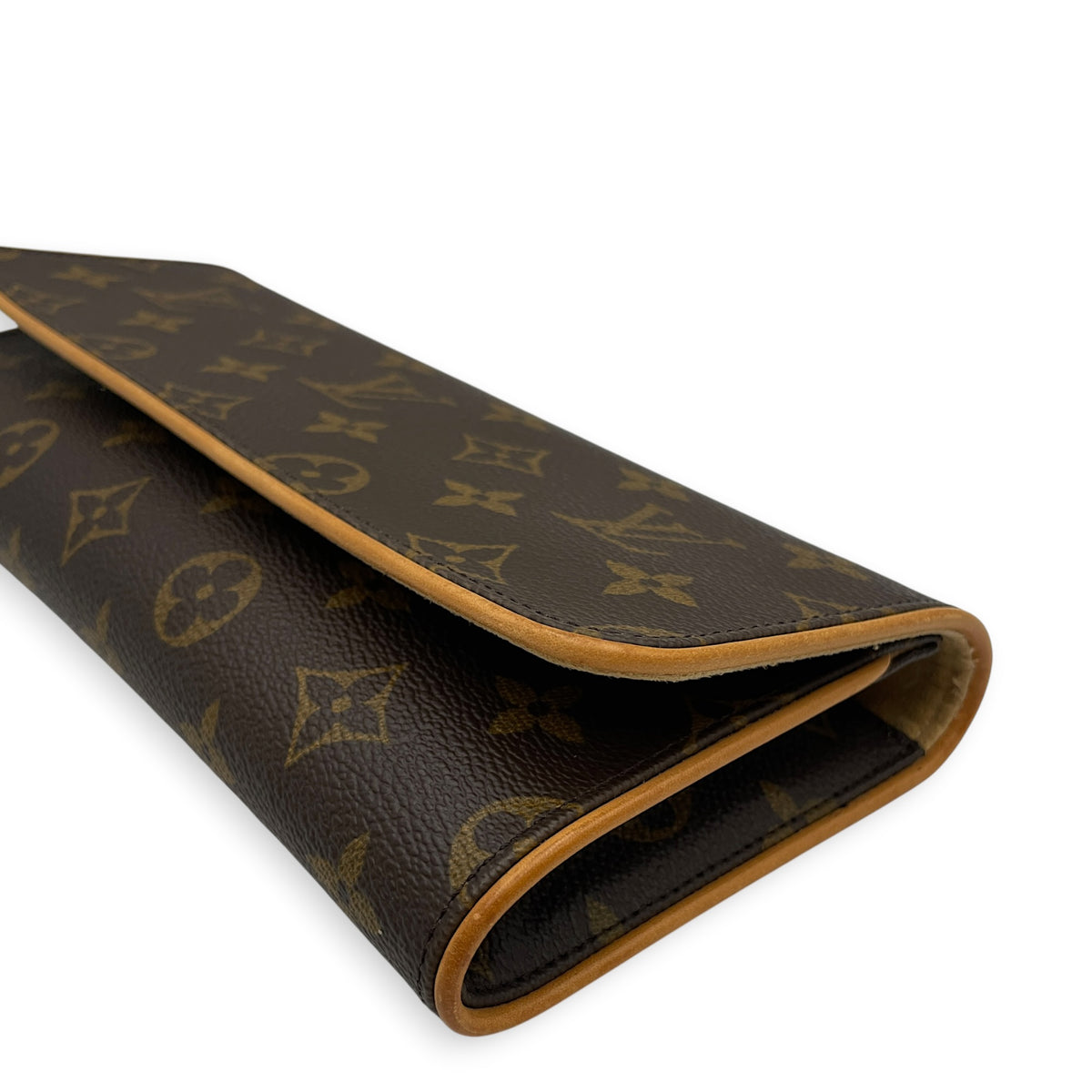 Pochette Brown Crossbody Bag in Monogram Coated Canvas Gold hardware