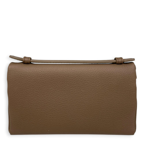 Extra Pocket Mini Brown Crossbody Bag in Calfskin Silver hardware