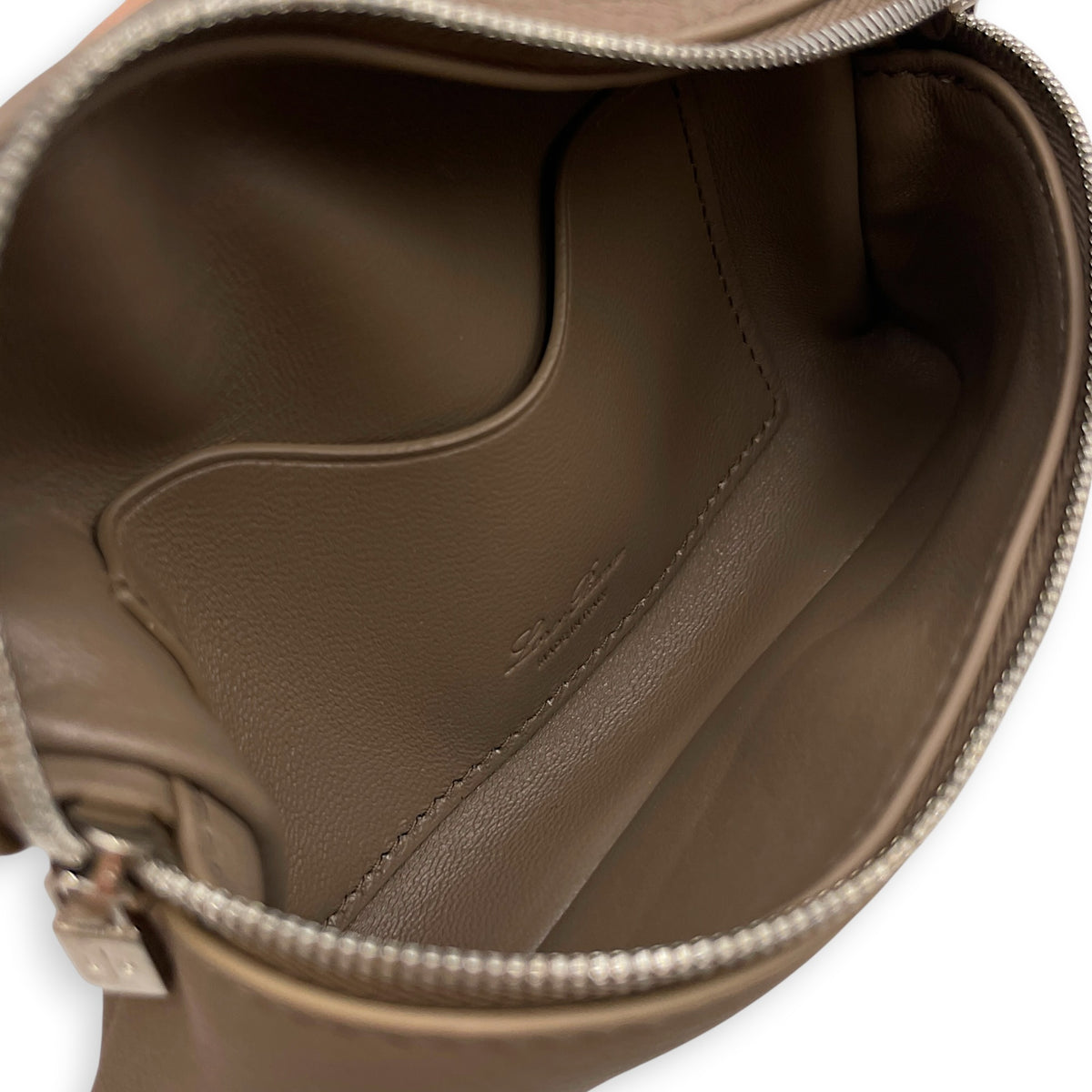 Extra Pocket Mini Brown Crossbody Bag in Calfskin Silver hardware