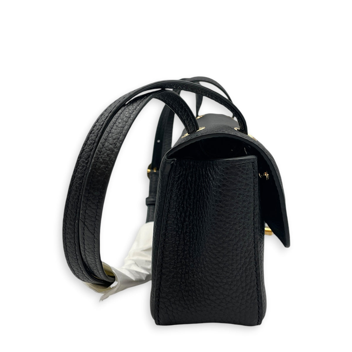 Mini Maxi Flap Black Shoulder Bag in Calfskin Gold hardware