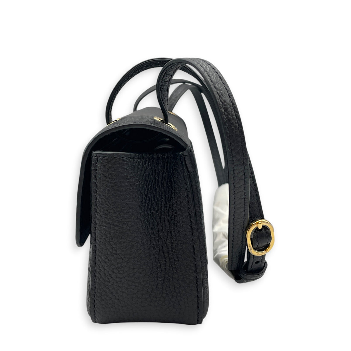 Mini Maxi Flap Black Shoulder Bag in Calfskin Gold hardware