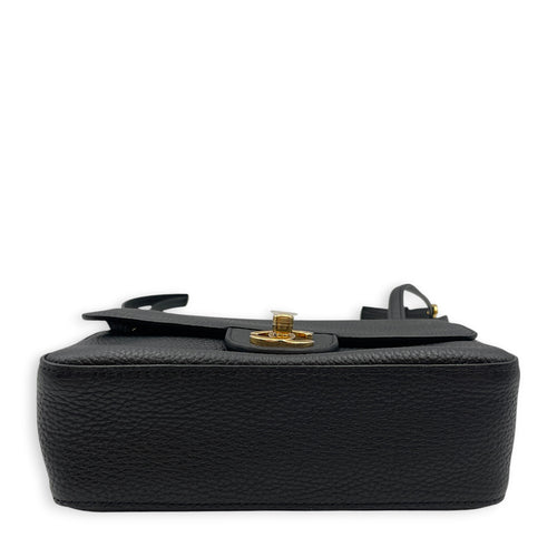 Mini Maxi Flap Black Shoulder Bag in Calfskin Gold hardware
