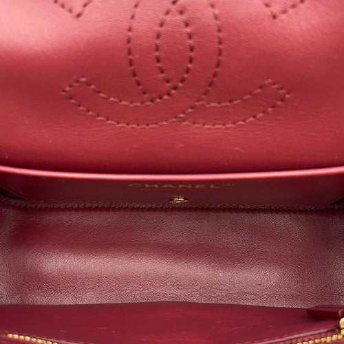 Mini Maxi Flap Black Shoulder Bag in Calfskin Gold hardware
