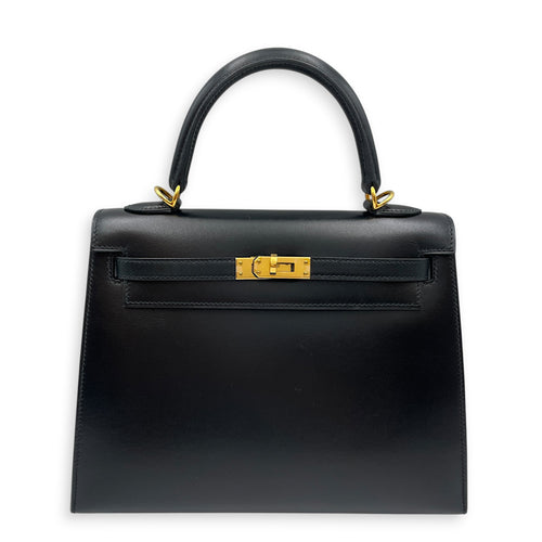 Sellier Kelly 25 Noir in Box Gold hardware
